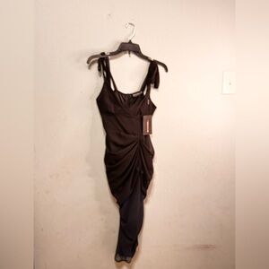 PrettyLittleThing Black Asymmetrical Dress